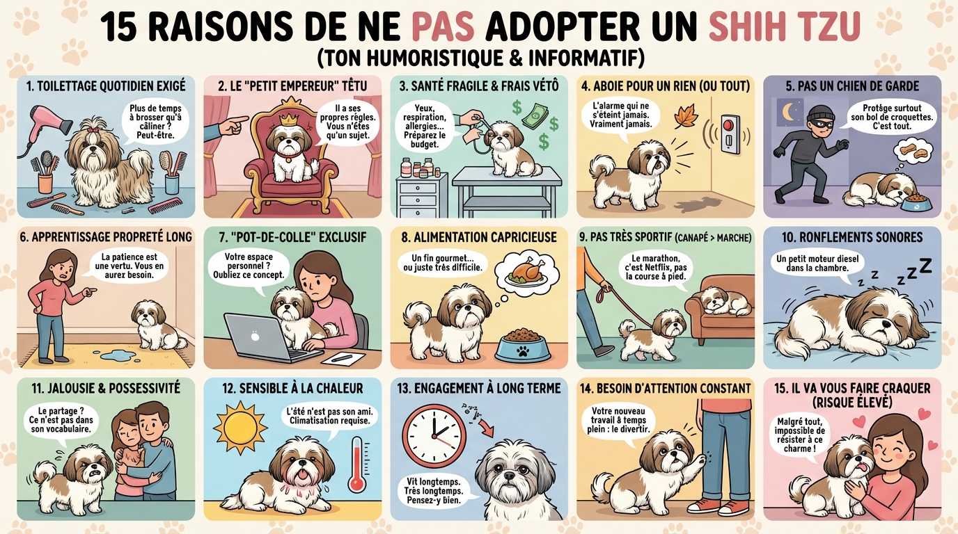Les 15 raisons de ne pas adopter un shih tzu