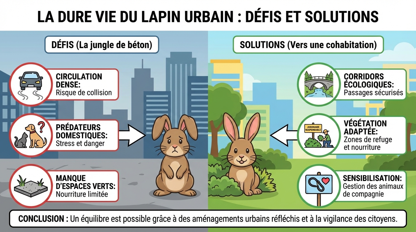 Les d&eacute;fis rencontr&eacute;s par le lapin urbain