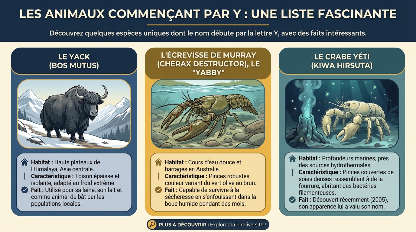Liste des animaux en Y
