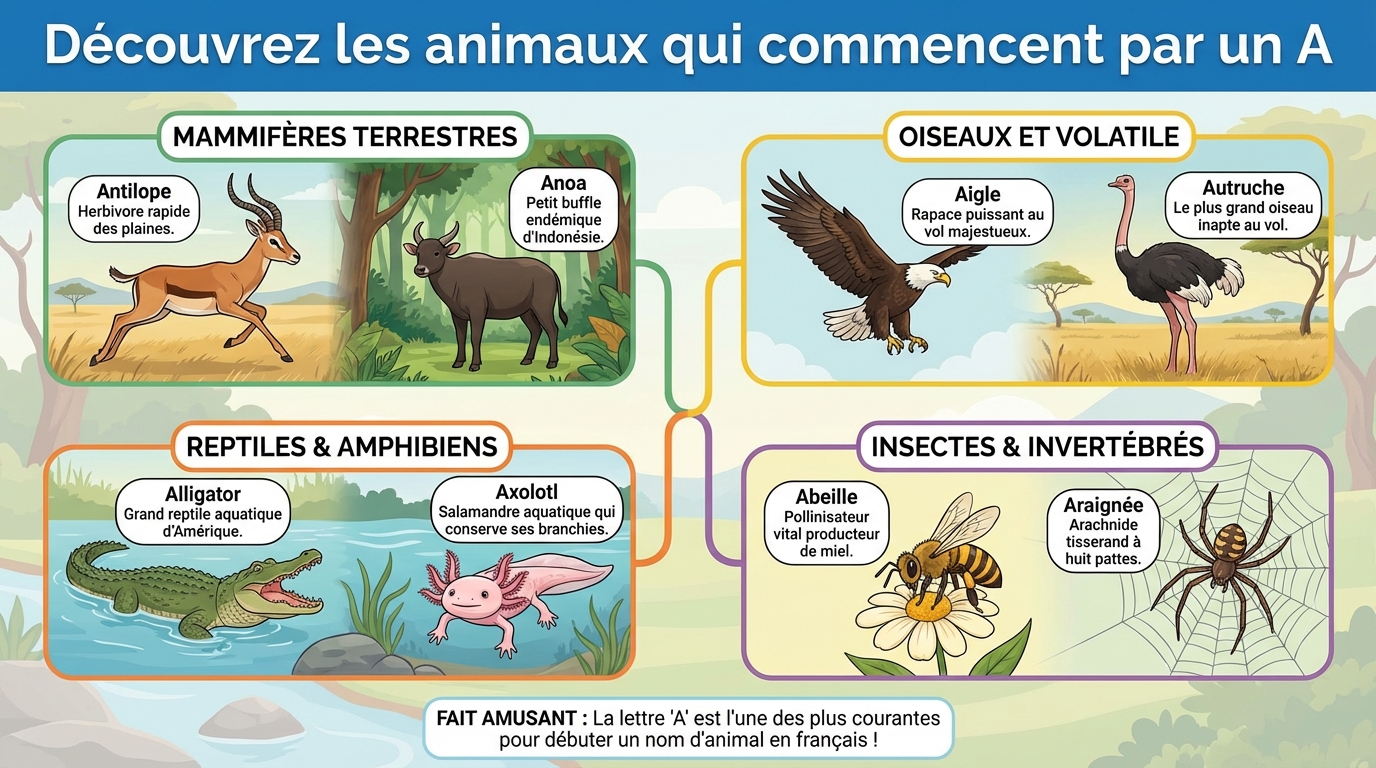 Caract&eacute;ristiques des animaux en A