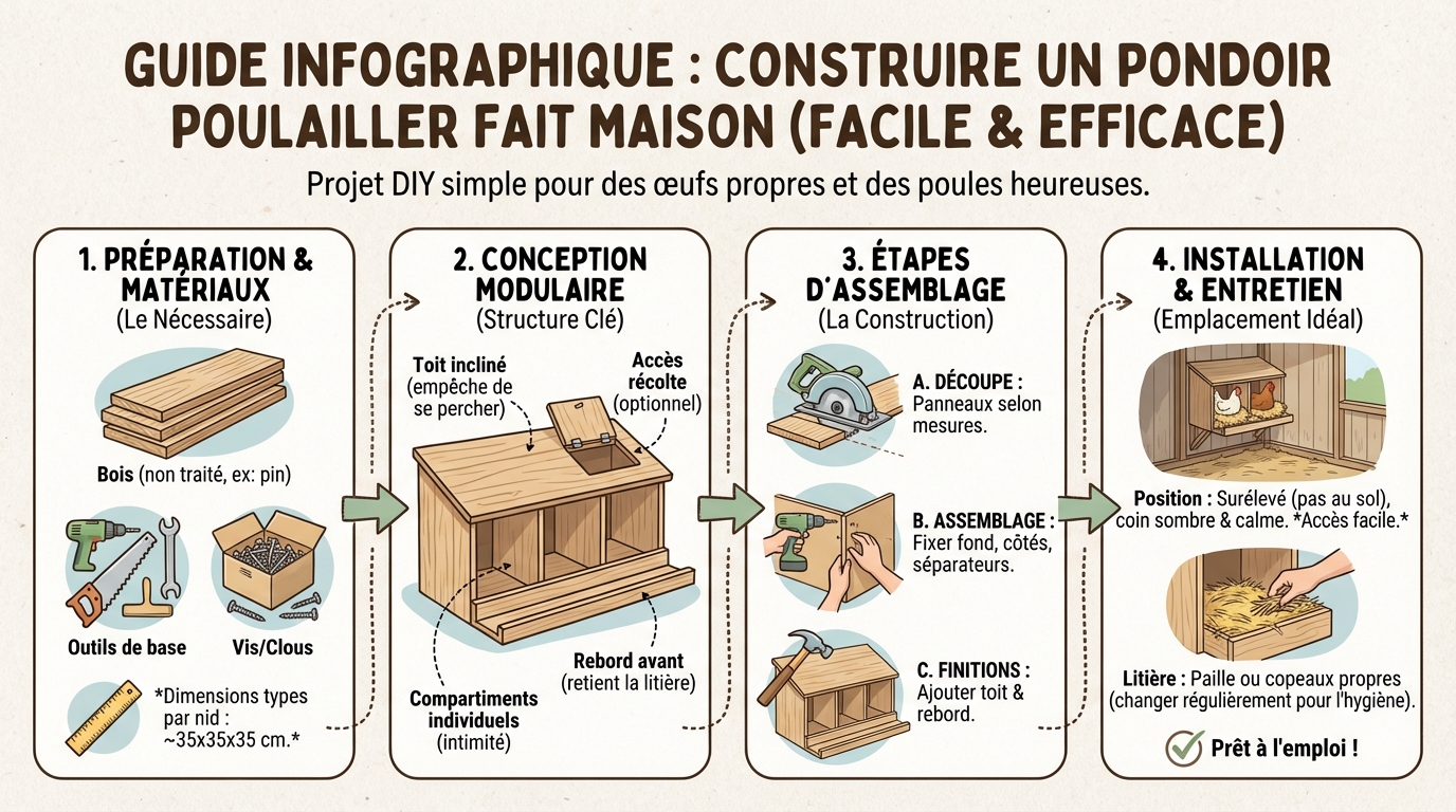 Mat&eacute;riaux n&eacute;cessaires pour fabriquer un pondoir