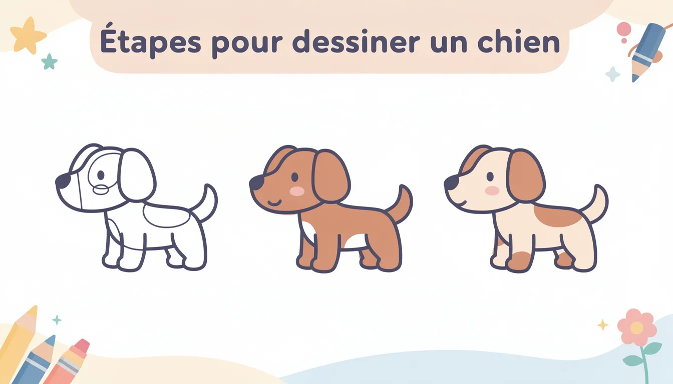 &Eacute;tapes pour dessiner un chien